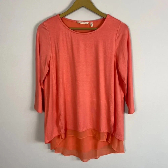 Soft Surroundings Layered Coral Top - Picture 1 of 9